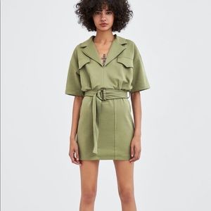 Olive khaki dress with belt